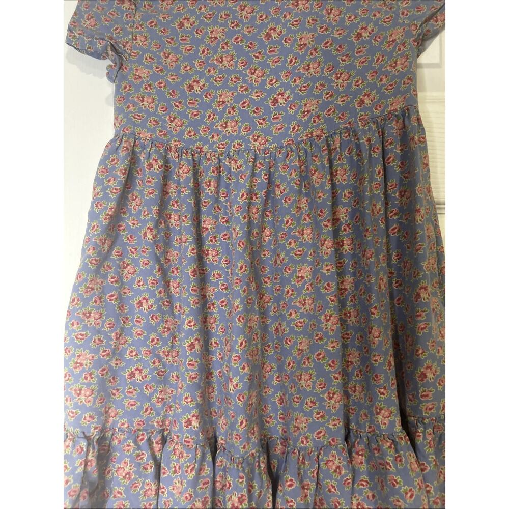 Polo Ralph Lauren Girls Size 7 Blue Floral Button Front Ruffle Hem Dress Pockets - Picture 8 of 9